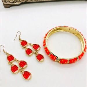Modern Vintage vibrant orange jewelry Enamel Bracelet